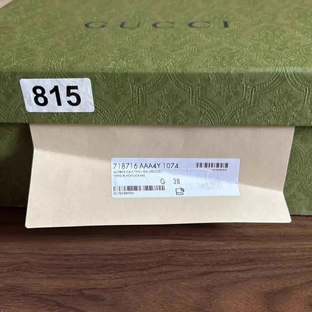 Gucci Quebec Leather Technical GG Monogram Horsebit Ankle Boots EU 38 US 8